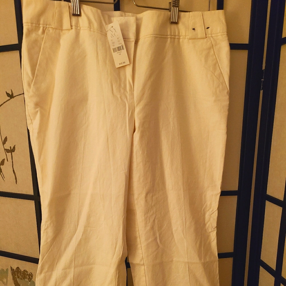 New York & Company City Linen Flare Leg Pants 10